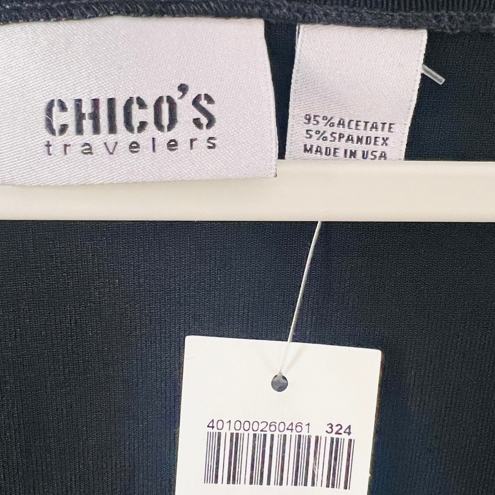 Chico's Travelers Layer-Up Tee Black V-Neck Top Size 3 (XL) NWT Casual Flowy - Picture 3 of 7